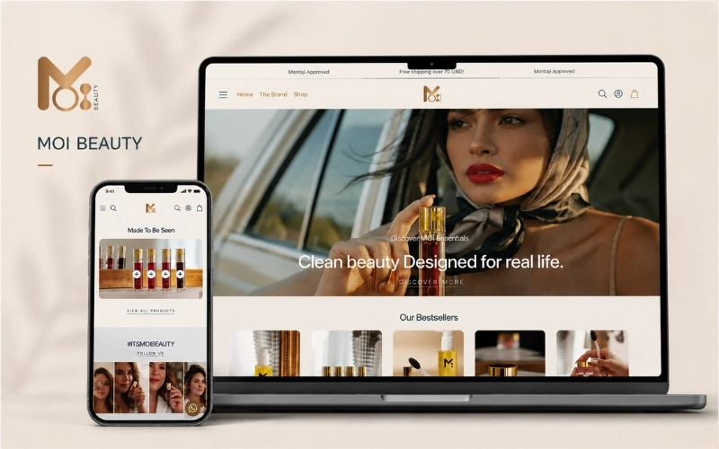 MOI Beauty: Clean Beauty Shopify Development and Product Photography
